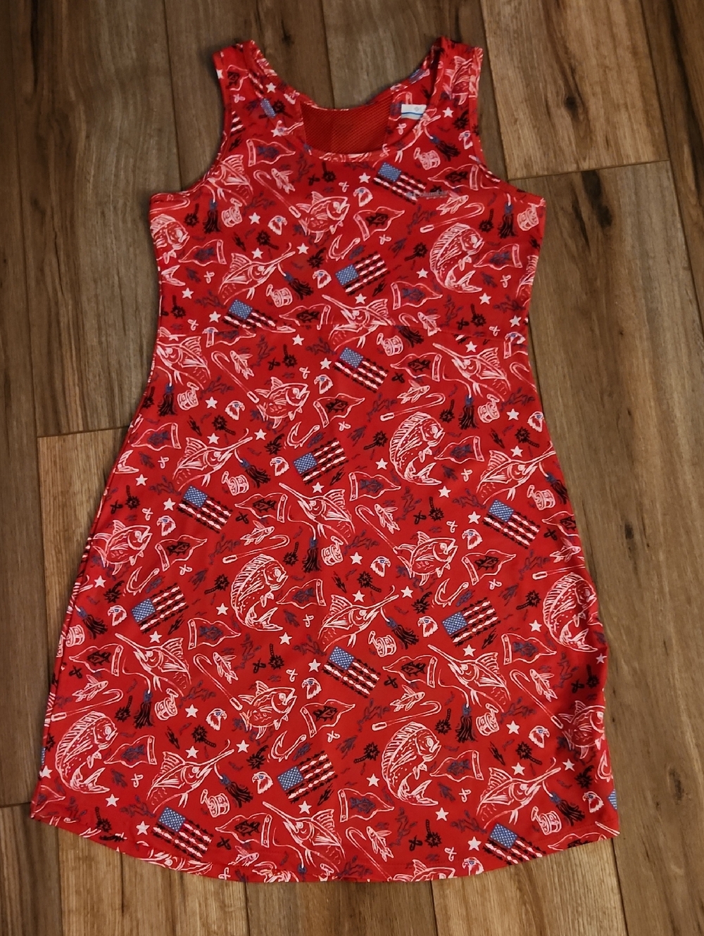 Columbia Sportswear PFG Performance Red, White & Blue Patriotic Dress Size M